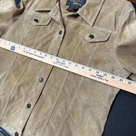 Vintage Fabio Suede Leather Trucker Jacket Cowgirl 90s Brown XL Machine Washable - Picture 10 of 13